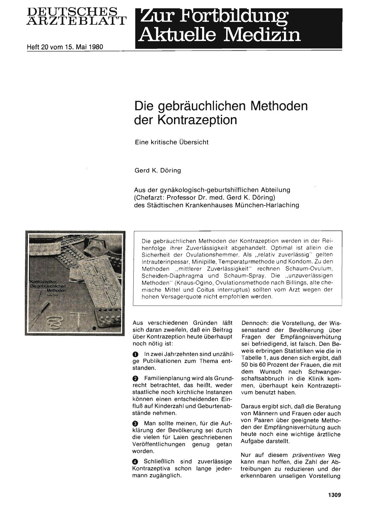 Vorschauseite 1: Die gebräuchlichen Methoden der Kontrazeption