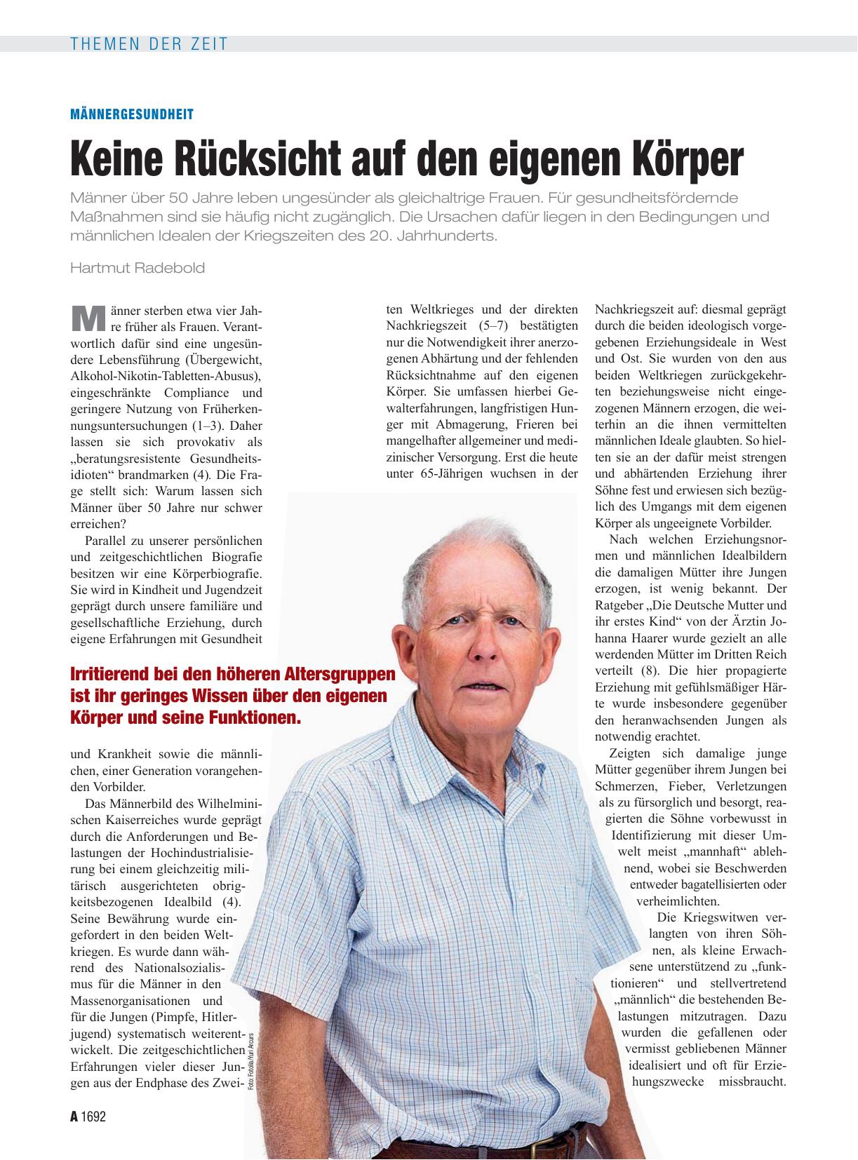 Vorschauseite 1: Männergesundheit: Keine Rücksicht auf den eigenen Körper
