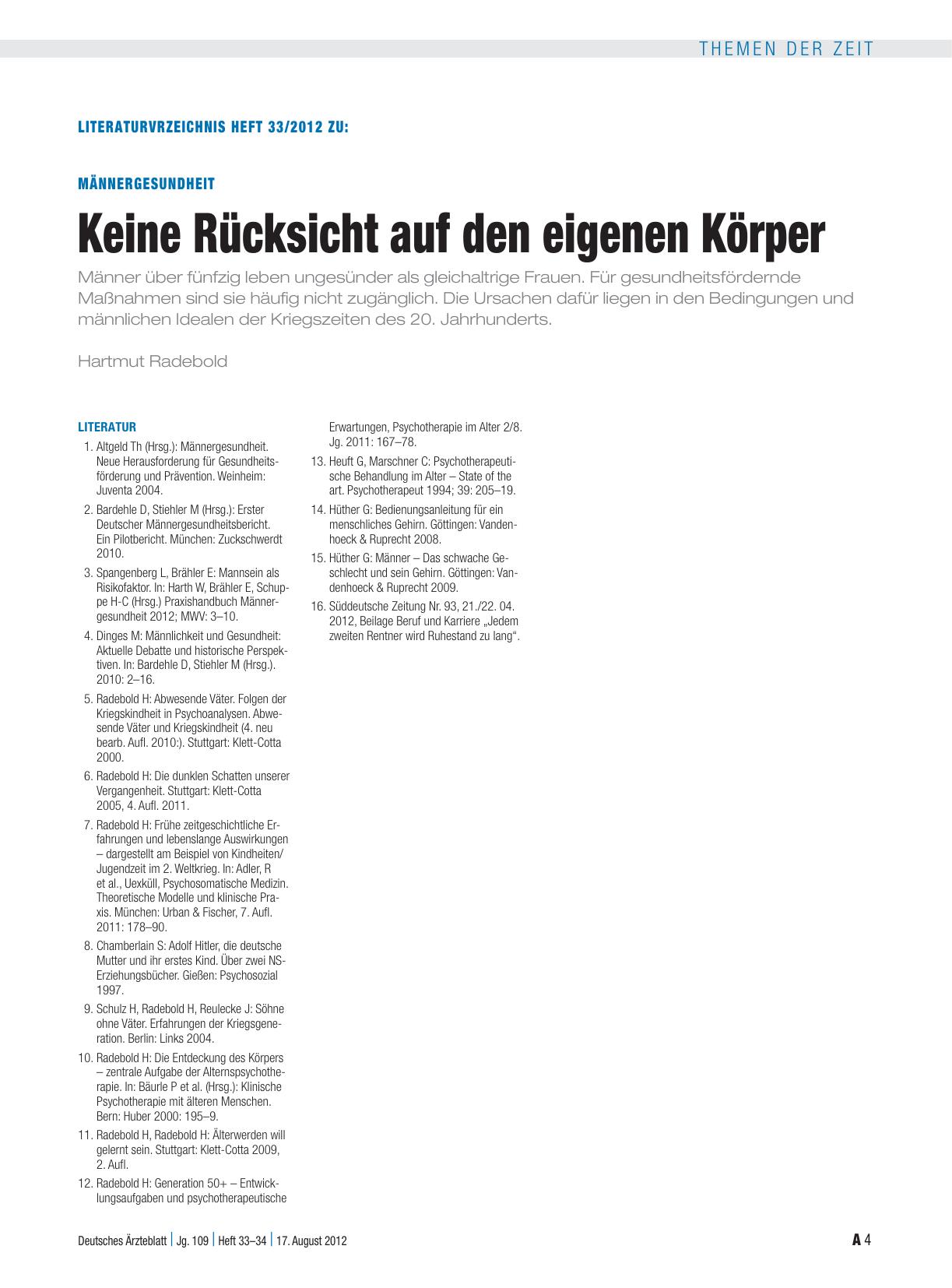 Vorschauseite 4: Männergesundheit: Keine Rücksicht auf den eigenen Körper