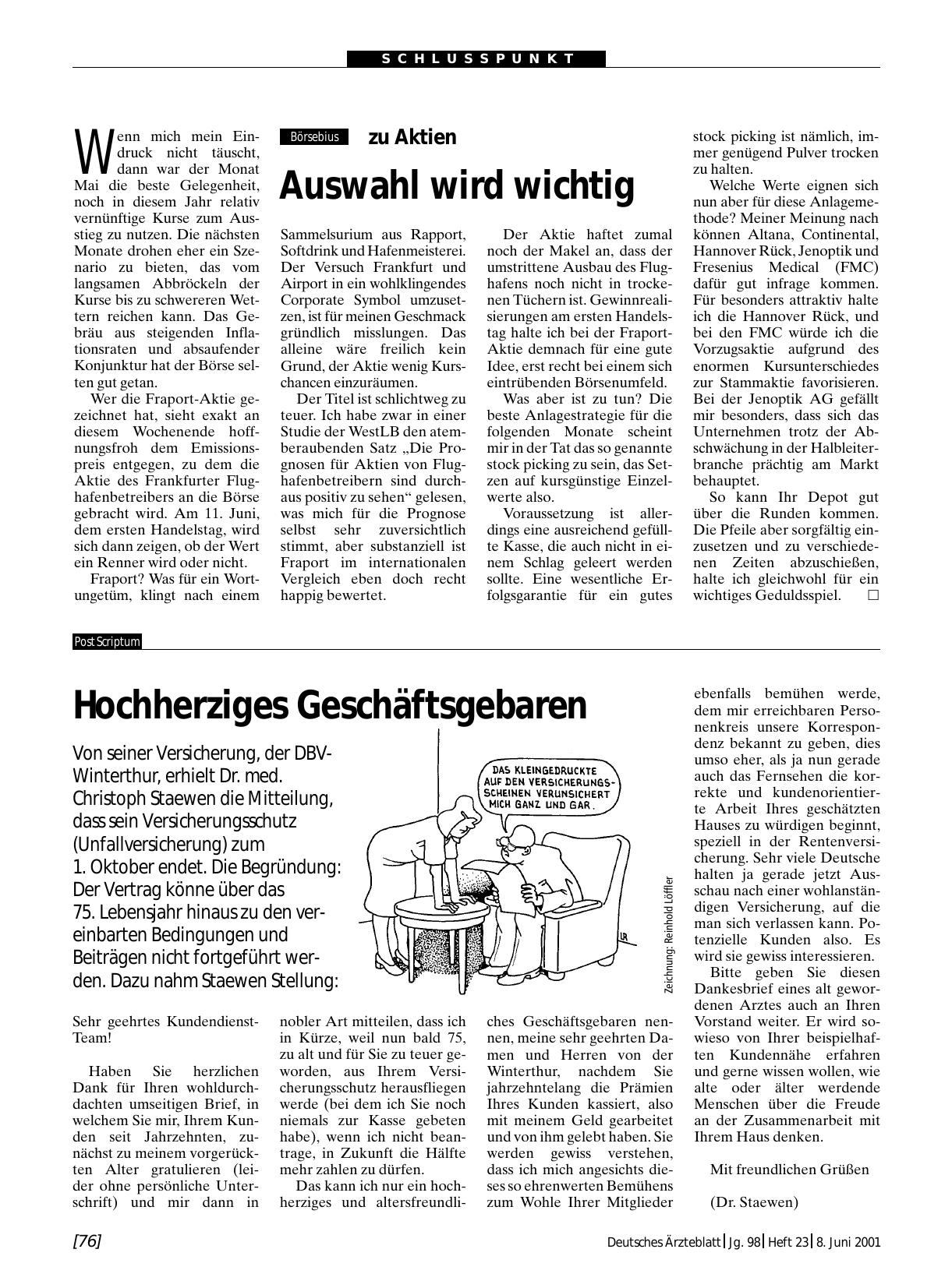 Vorschauseite 1: Hochherziges Geschäftsgebaren
