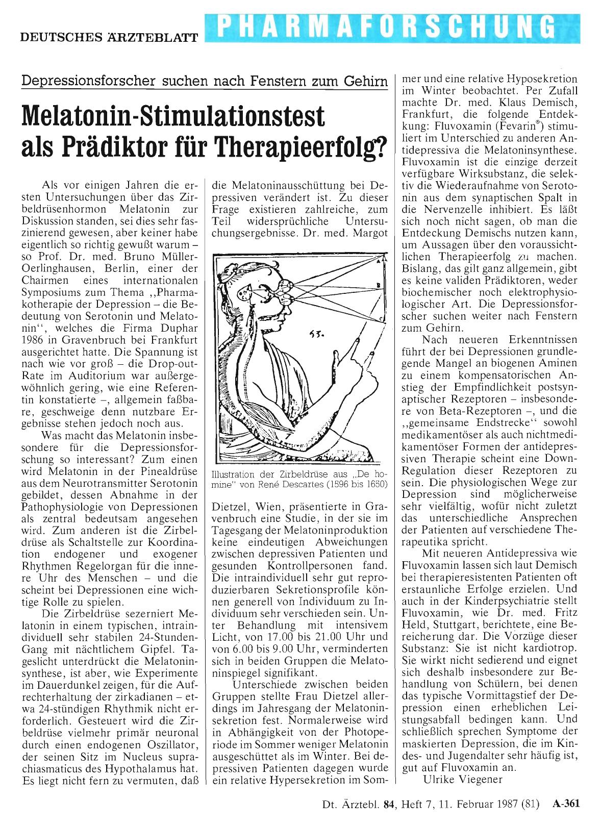 Vorschauseite 1: Melatonin-Stimulationstest als Prädiktor für Therapieerfolg?