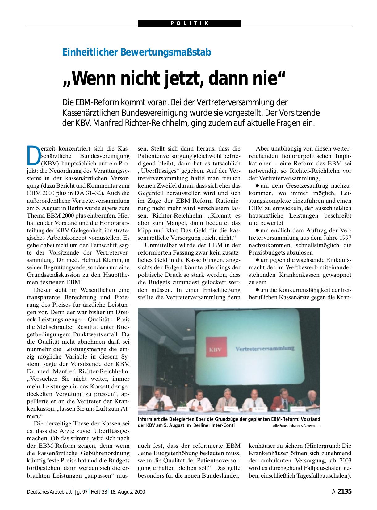 Vorschauseite 1: Einheitlicher Bewertungsmaßstab: „Wenn nicht jetzt, dann nie“