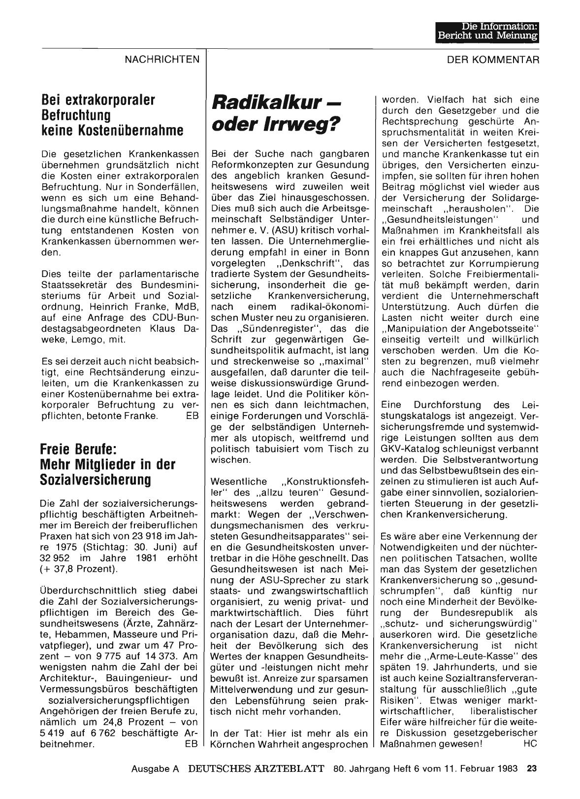 Vorschauseite 1: Radikalkur — oder Irrweg?