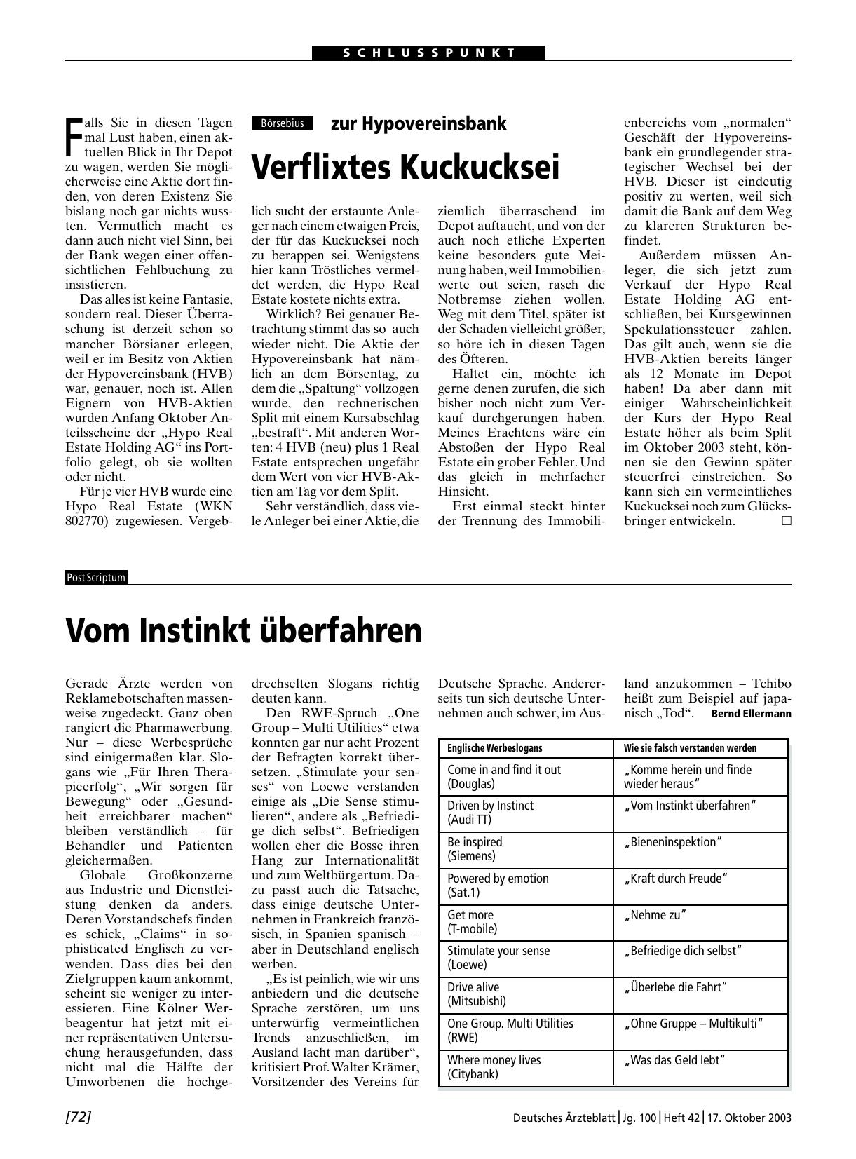 Vorschauseite 1: Vom Instinkt überfahren