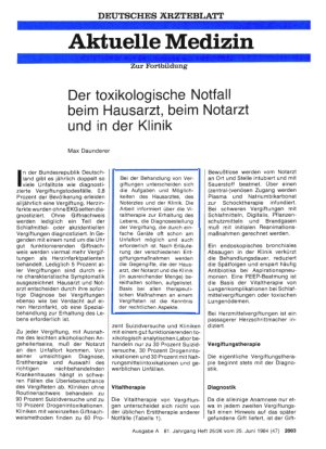 Vorschauseite 1: Der toxikologische Notfall beim Hausarzt, beim Notarzt und in der Klinik