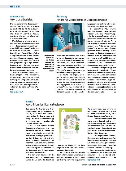 Vorschauseite 1: Überlastung: Hotline für Mitarbeitende im Gesundheitswesen