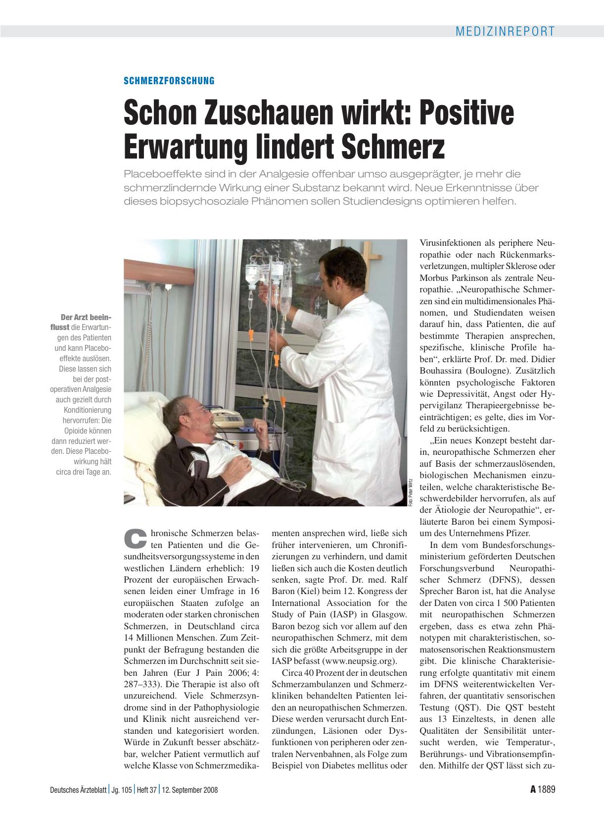 Vorschauseite 1: Schmerzforschung: Schon Zuschauen wirkt: Positive Erwartung lindert Schmerz