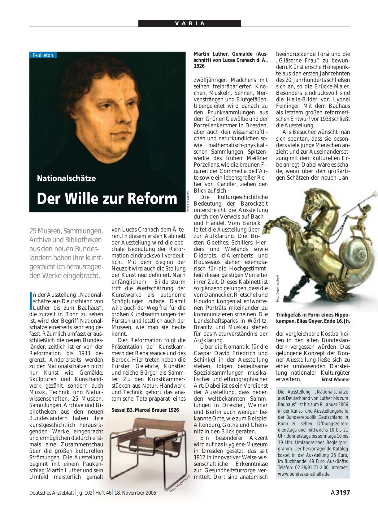 Vorschauseite 1: Nationalschätze: Der Wille zur Reform
