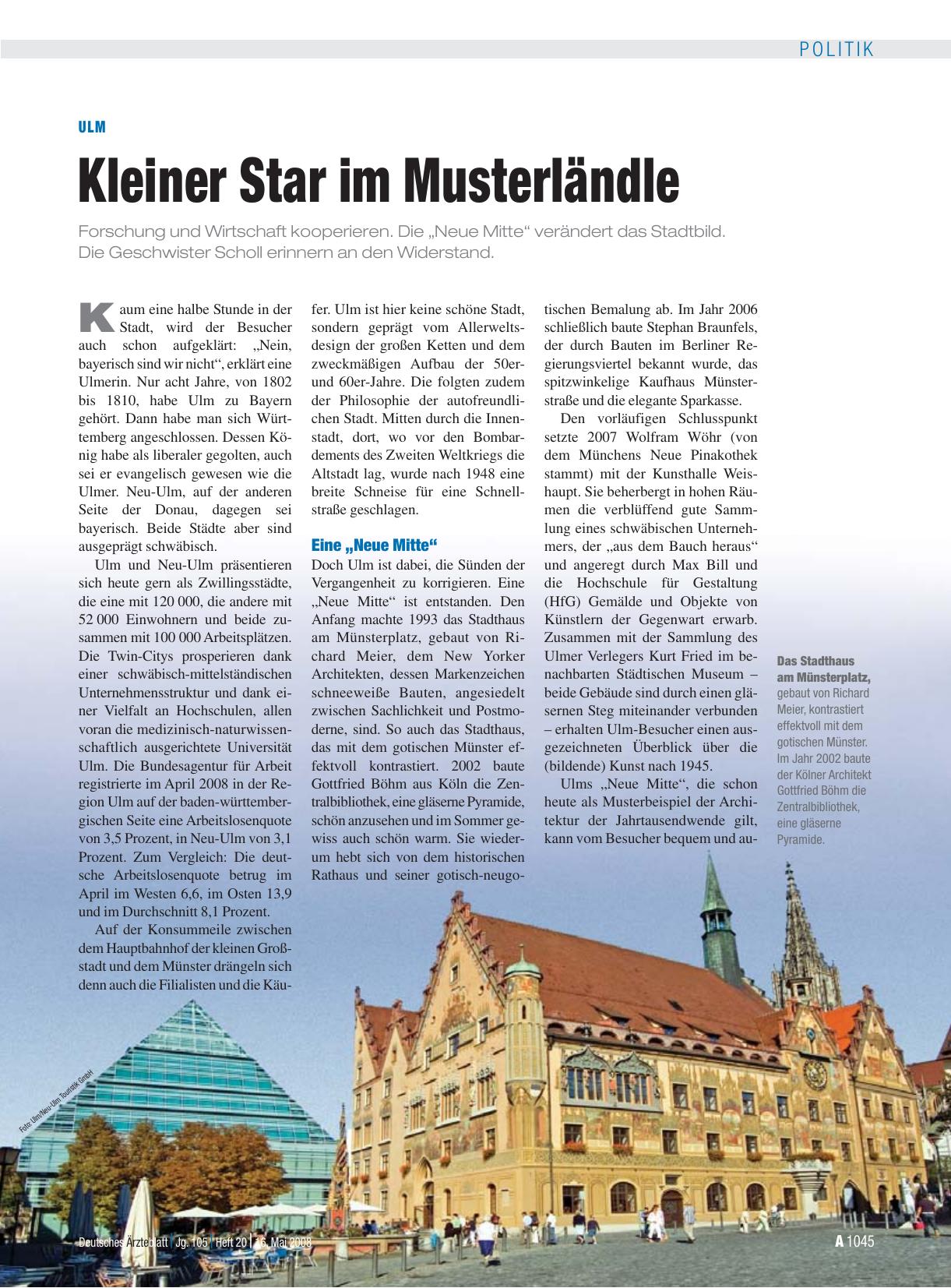 Vorschauseite 1: Ulm: Kleiner Star im Musterländle