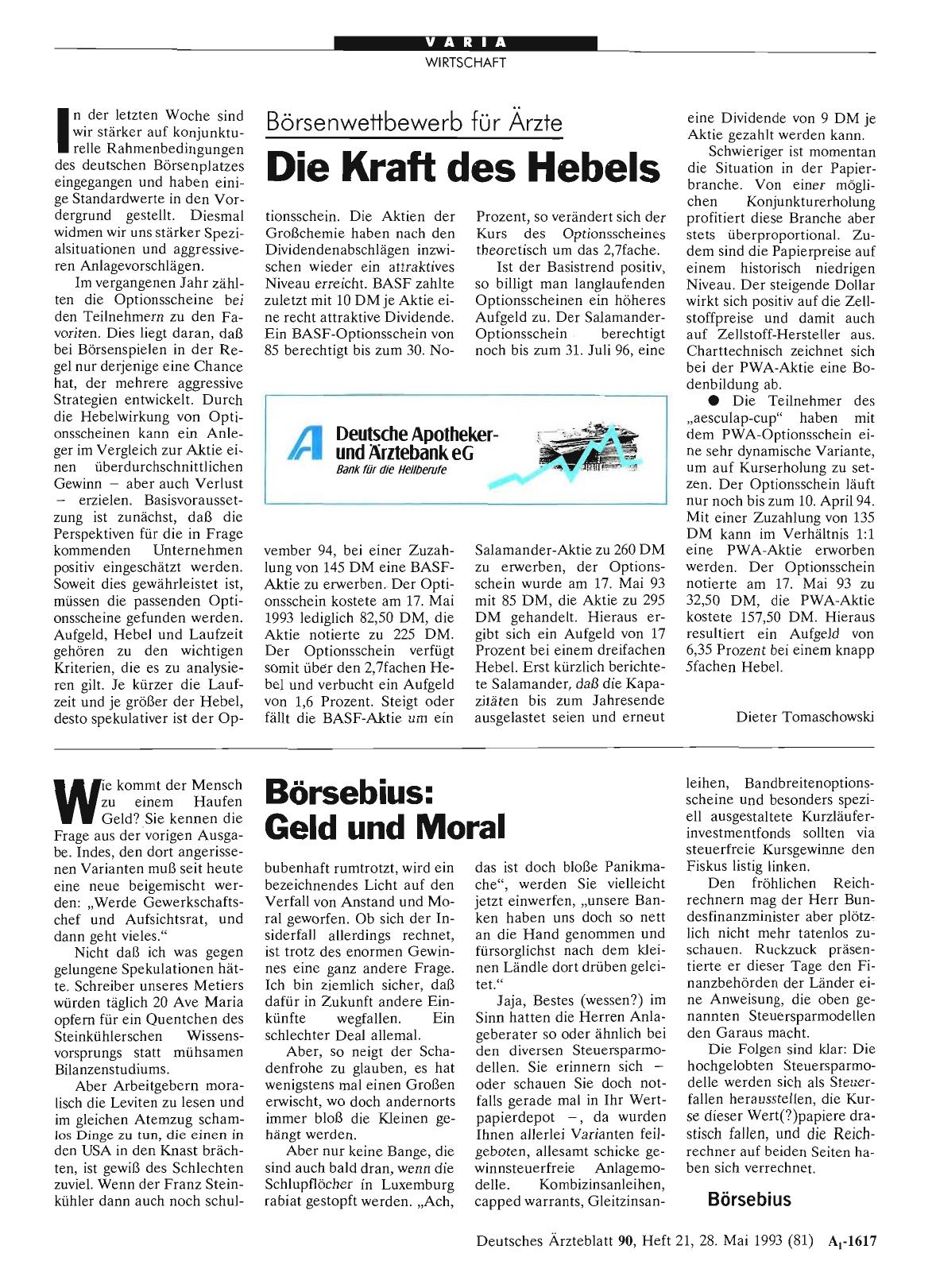 Vorschauseite 1: Börsenwettbewerb für Ärzte: Die Kraft des Hebels