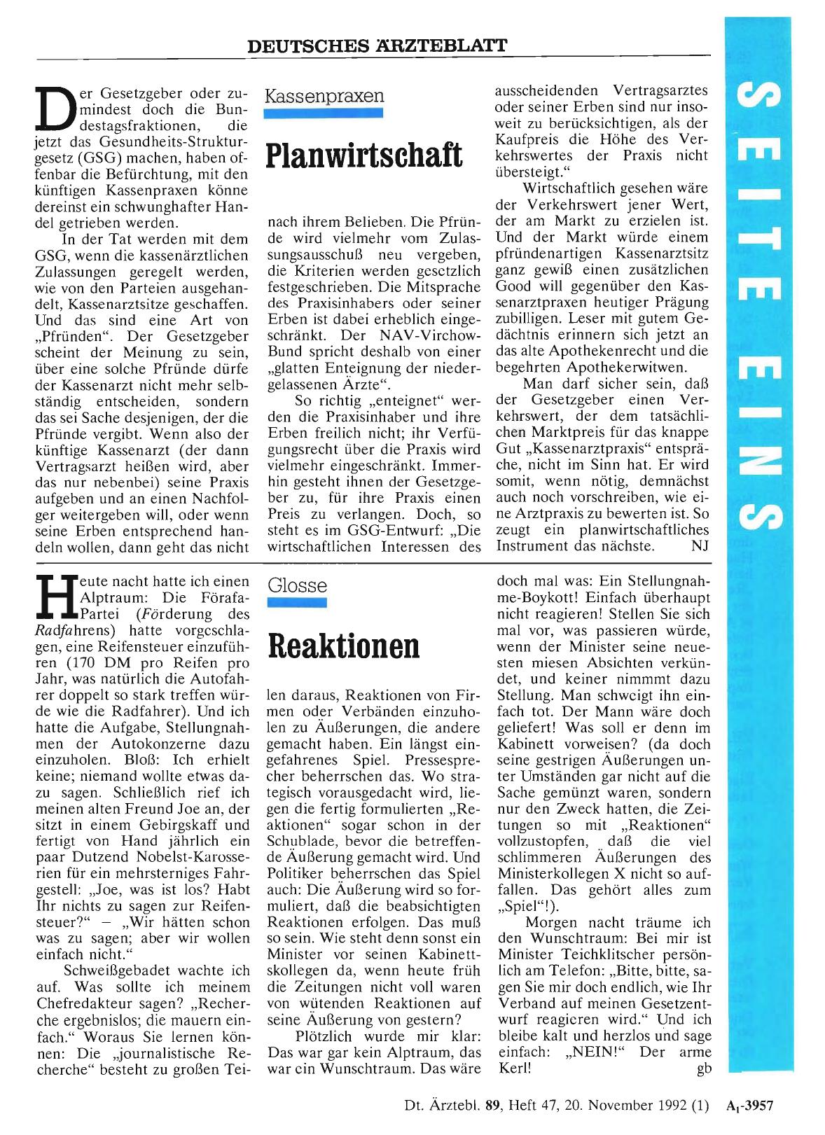 Vorschauseite 1: Glosse: Reaktionen