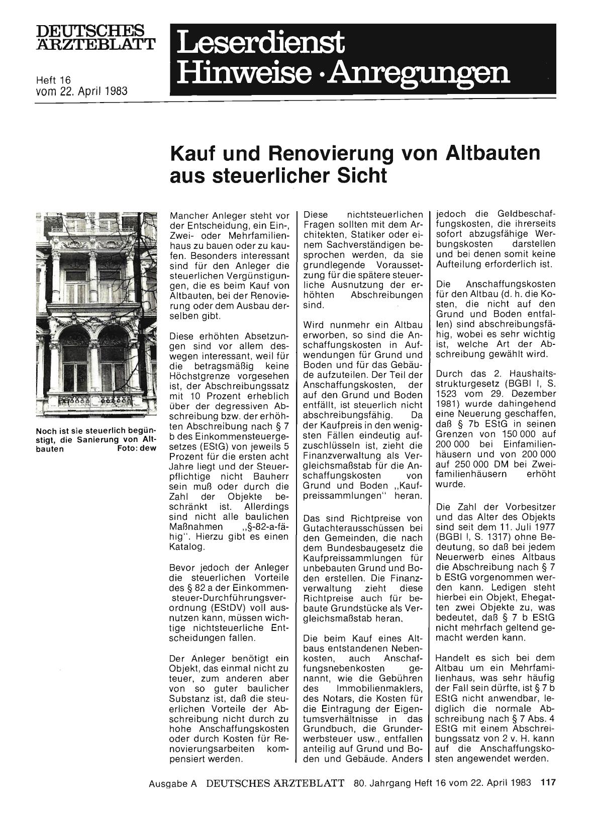 Vorschauseite 1: Kauf und Renovierung von Altbauten aus steuerlicher Sicht