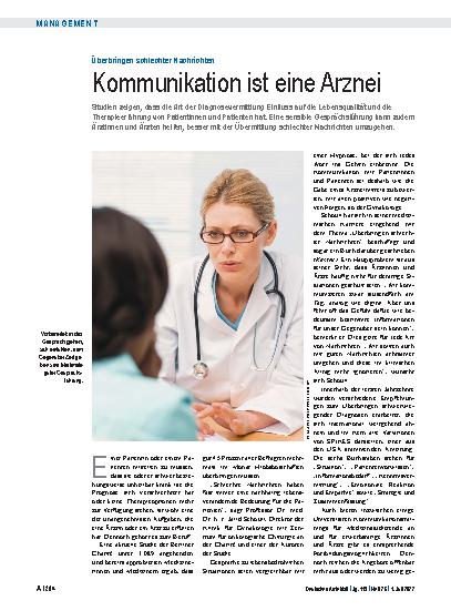 Vorschauseite 1: Überbringen schlechter Nachrichten: Kommunikation ist eine Arznei