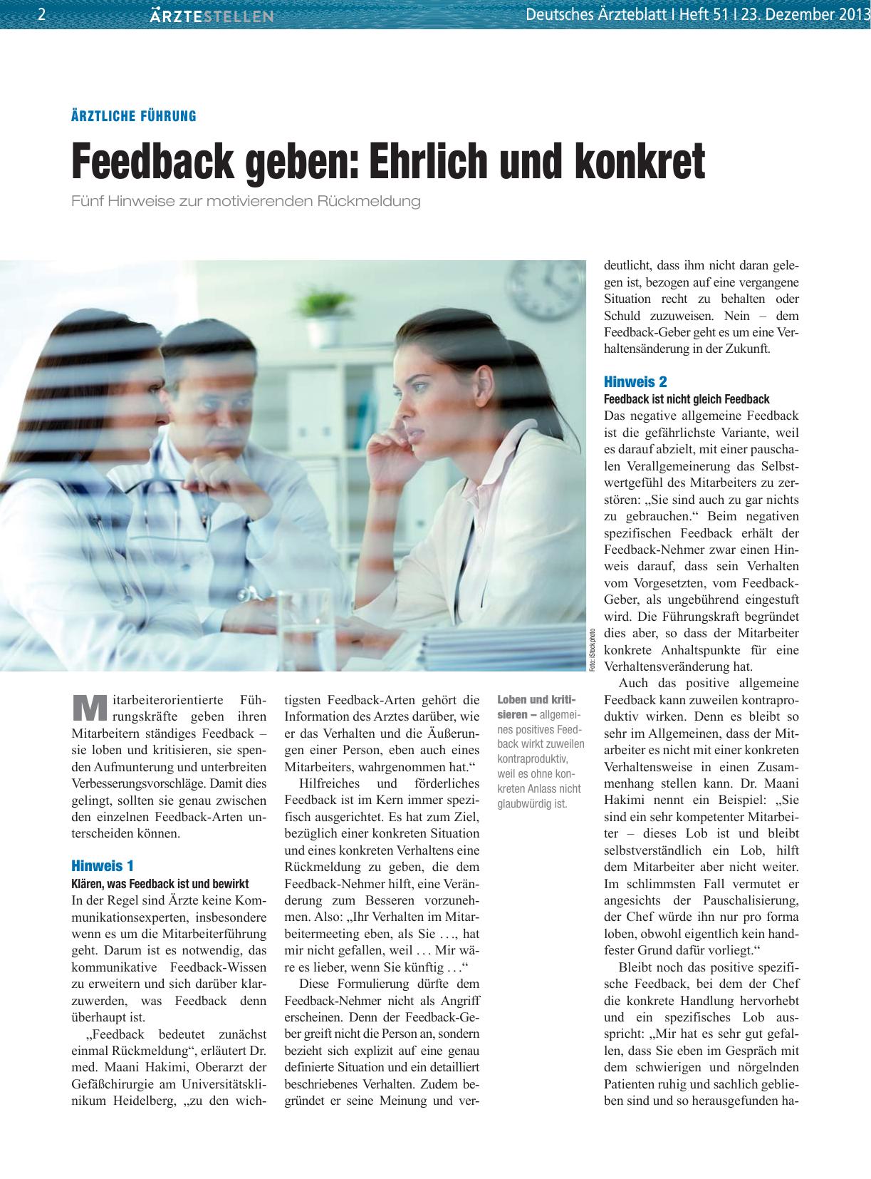 Vorschauseite 1: Ärztliche Führung: Feedback geben – Ehrlich und konkret