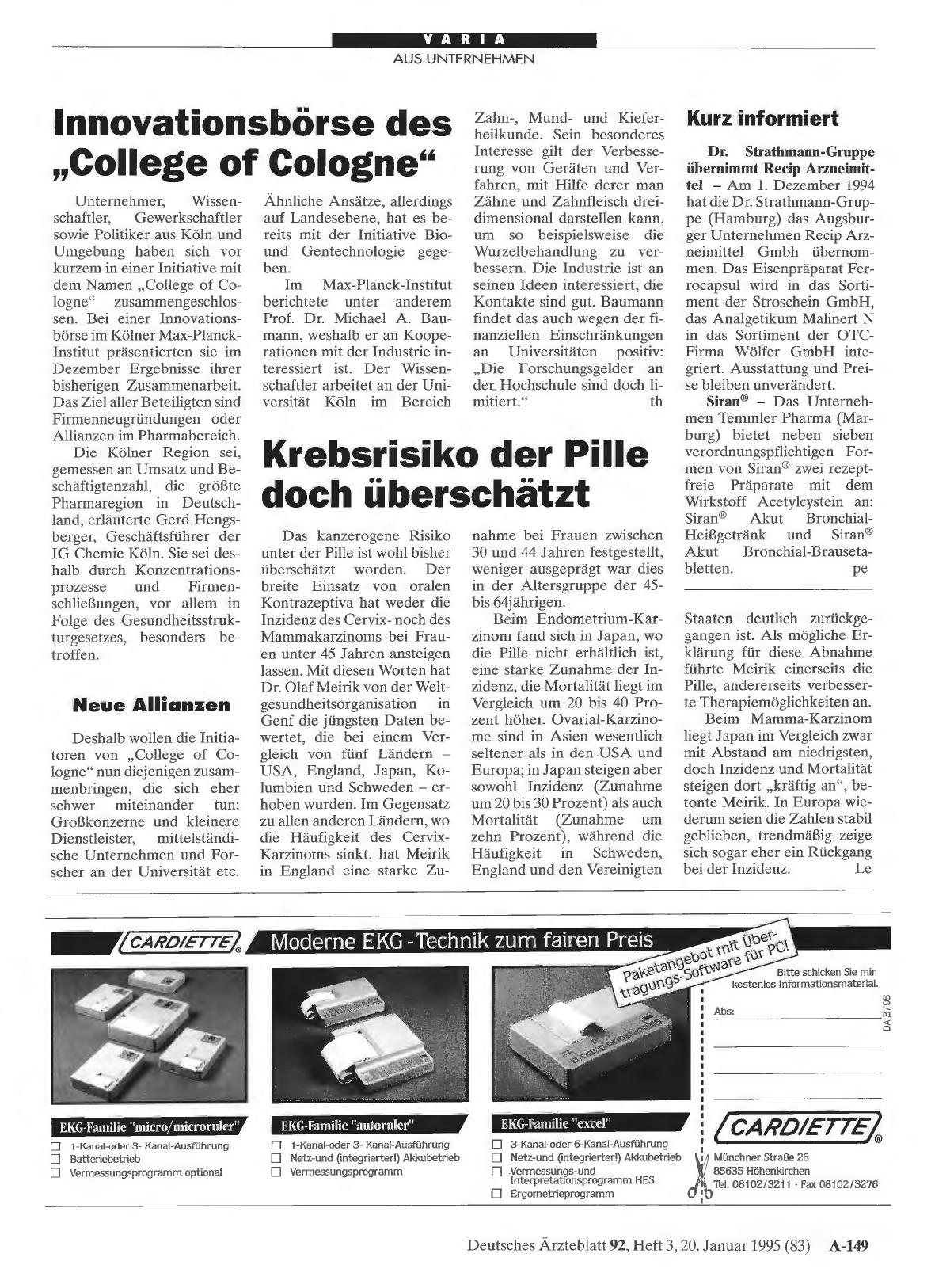 Vorschauseite 1: Krebsrisiko der Pille doch überschätzt