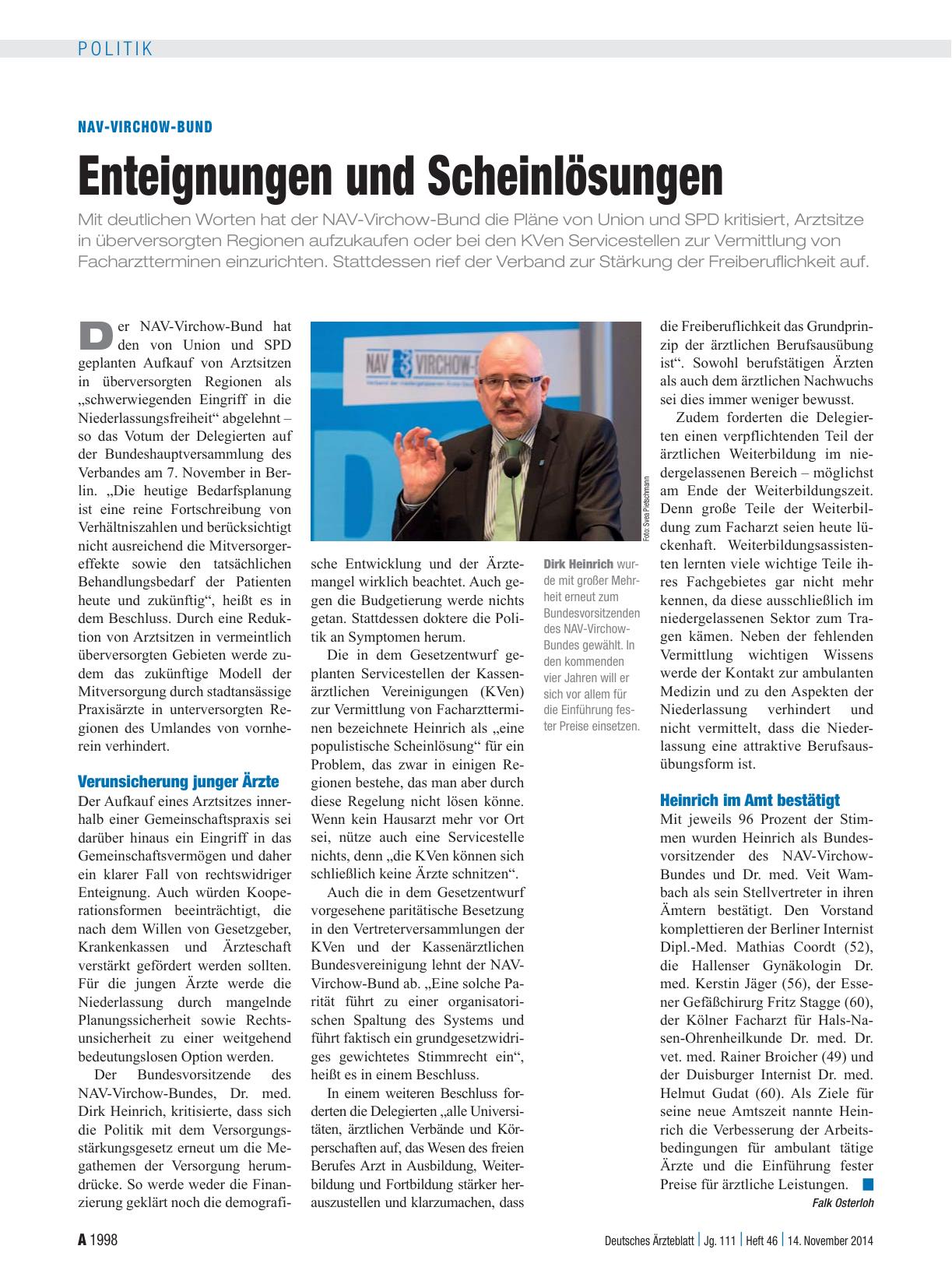 Vorschauseite 1: NAV-Virchow-Bund: Enteignungen und Scheinlösungen