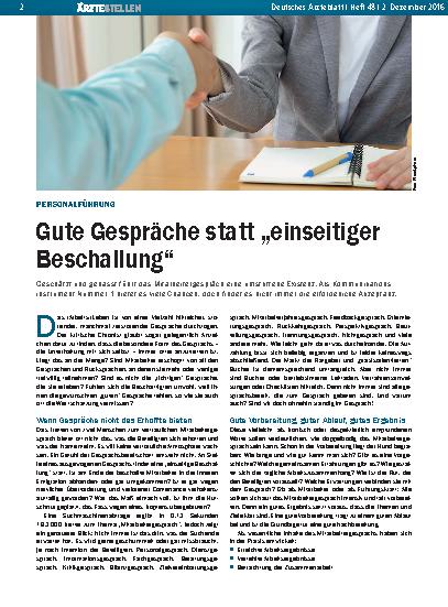 Vorschauseite 1: Personalführung: Gute Gespräche statt „einseitiger Beschallung“