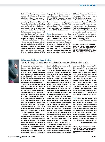 Vorschauseite 1: Schwangere mit primärem Sjögren-Syndrom: Risiko für negative Auswirkungen auf Mutter und Kind offenbar nicht erhöht.