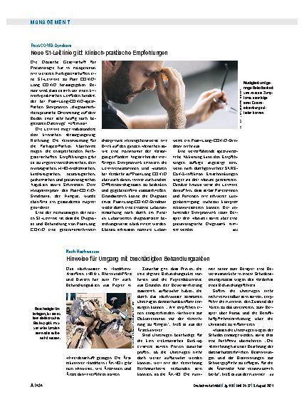 Vorschauseite 1: Post-COVID-Syndrom: Neue S1-Leitlinie gibt klinisch-praktische Empfehlungen