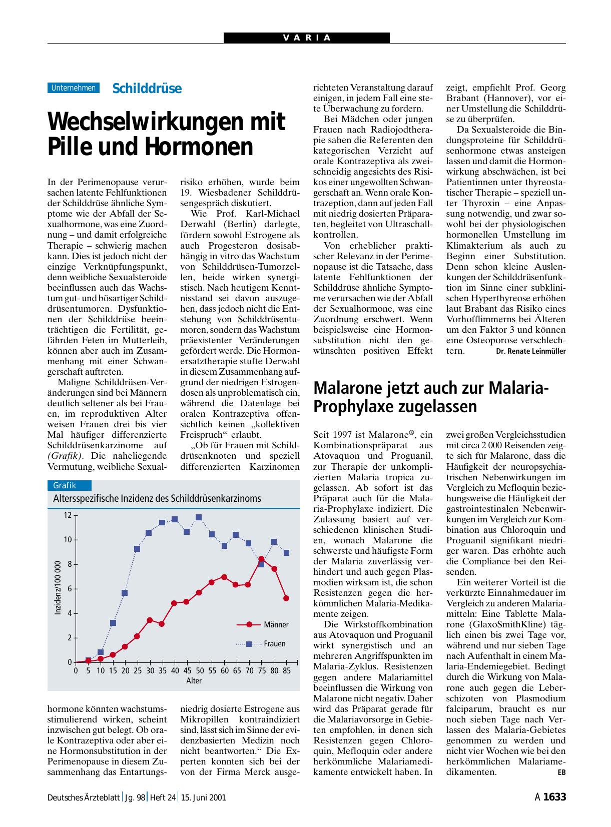 Vorschauseite 1: Malarone jetzt auch zur Malaria-Prophylaxe zugelassen