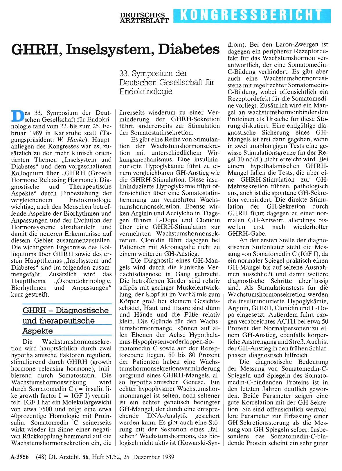 Vorschauseite 1: GHRH, Inselsystem, Diabetes: 33. Symposium der Deutschen Gesellschaft für Endokrinologie