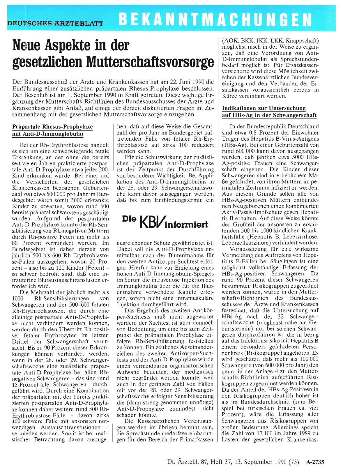 Vorschauseite 1: Neue Aspekte in der gesetzlichen Mutterschaftsvorsorge