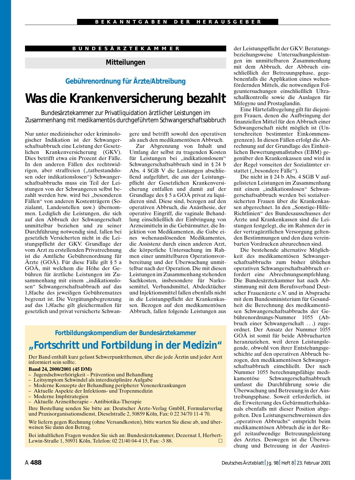 Vorschauseite 1: Fortbildungskompendium der Bundesärztekammer „Fortschritt und Fortbildung in der Medizin“