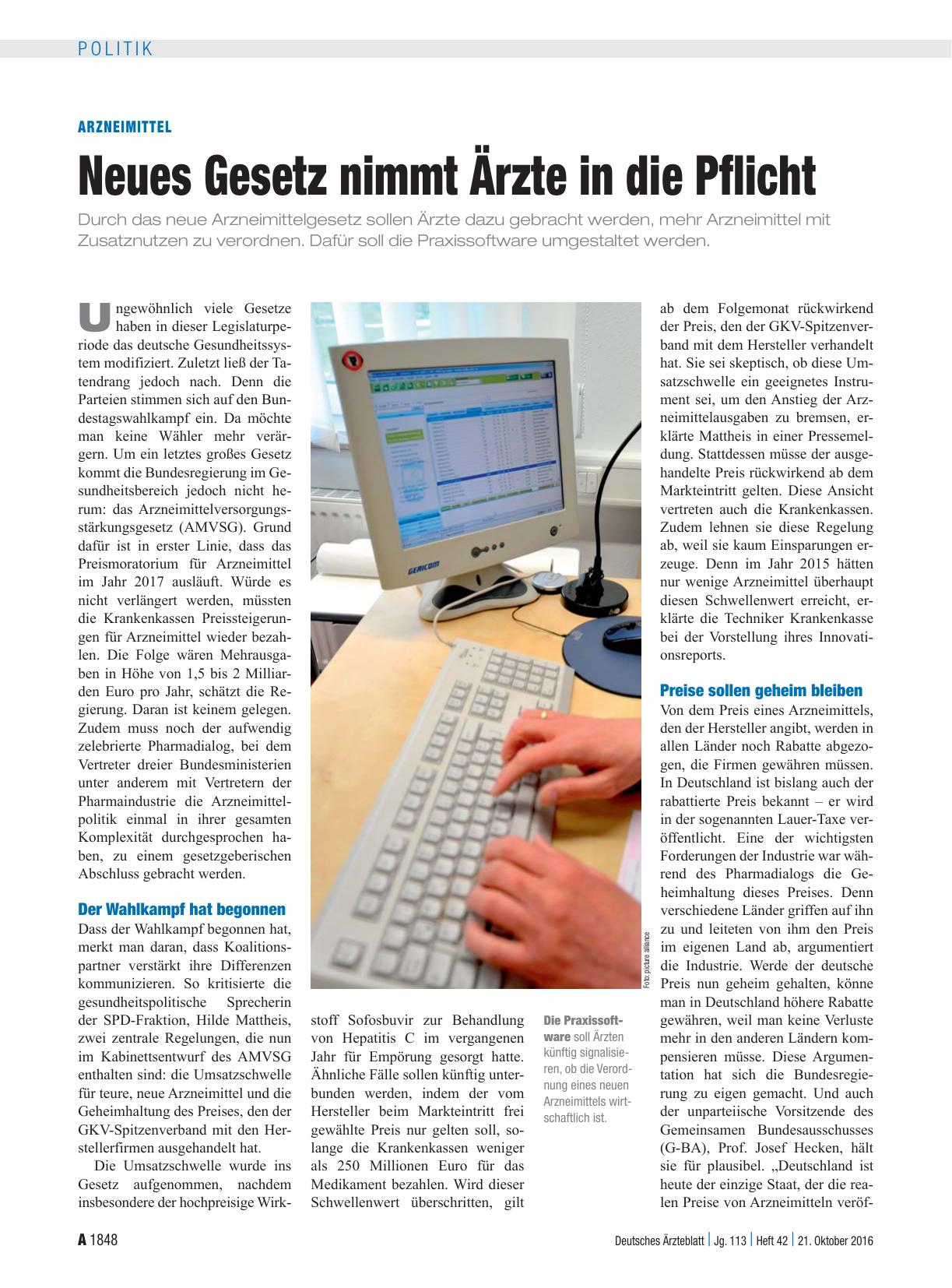 Vorschauseite 1: Arzneimittel: Neues Gesetz nimmt Ärzte in die Pflicht