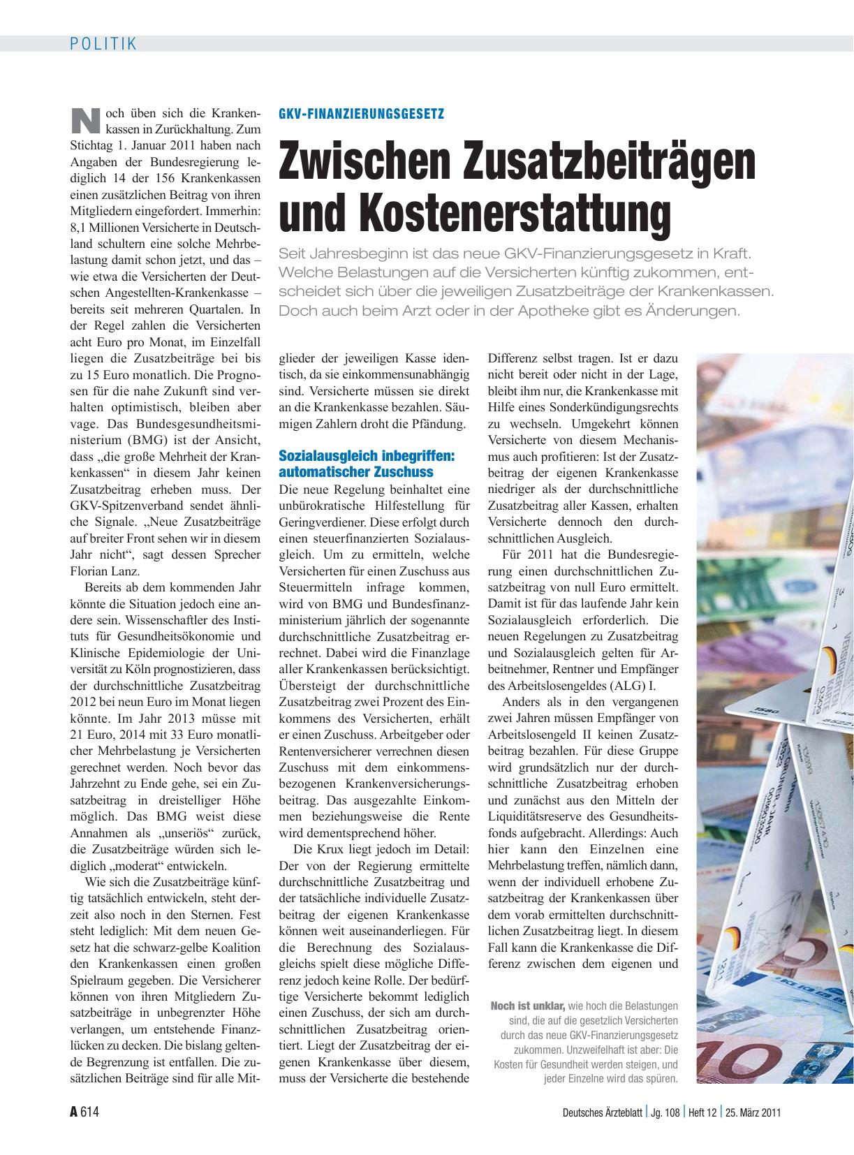 Vorschauseite 1: GKV-Finanzierungsgesetz: Zwischen Zusatzbeiträgen und Kostenerstattung