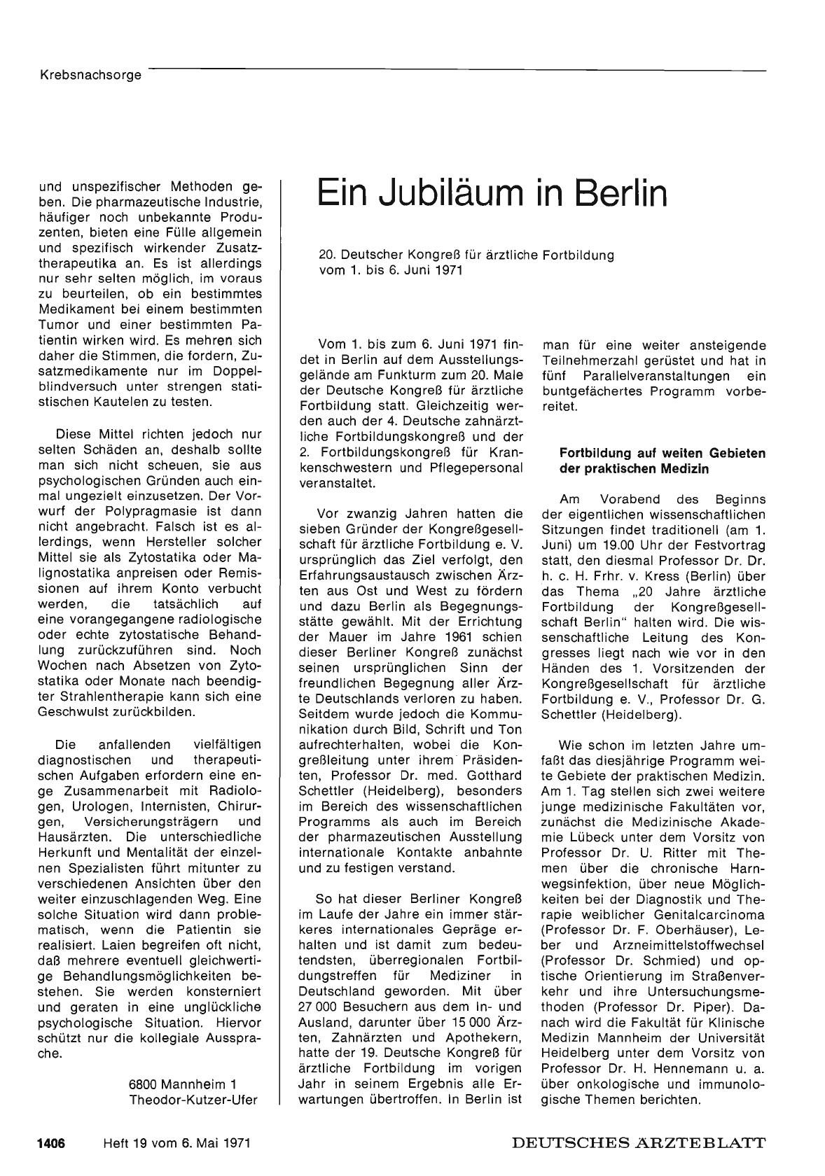 Vorschauseite 1: Ein Jubiläum in Berlin