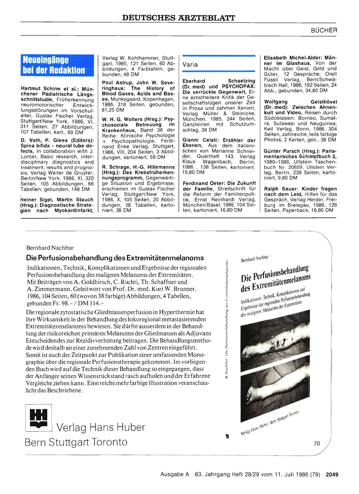 Vorschauseite 1: Neueingänge bei der Redaktion