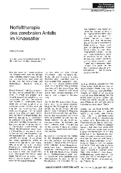Vorschauseite 1: Notfalltherapie des zerebralen Anfalls im Kindesalter