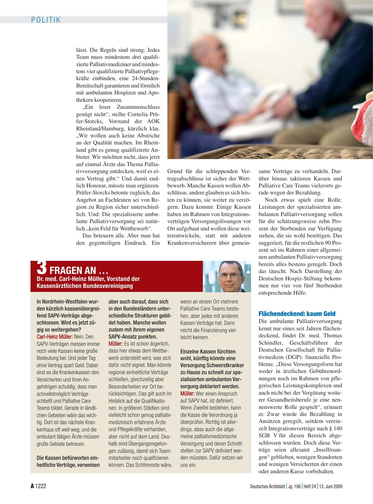 Vorschauseite 1: 3 Fragen an … Dr. med. Carl-Heinz Müller, Vorstand der Kassenärztlichen Bundesvereinigung
