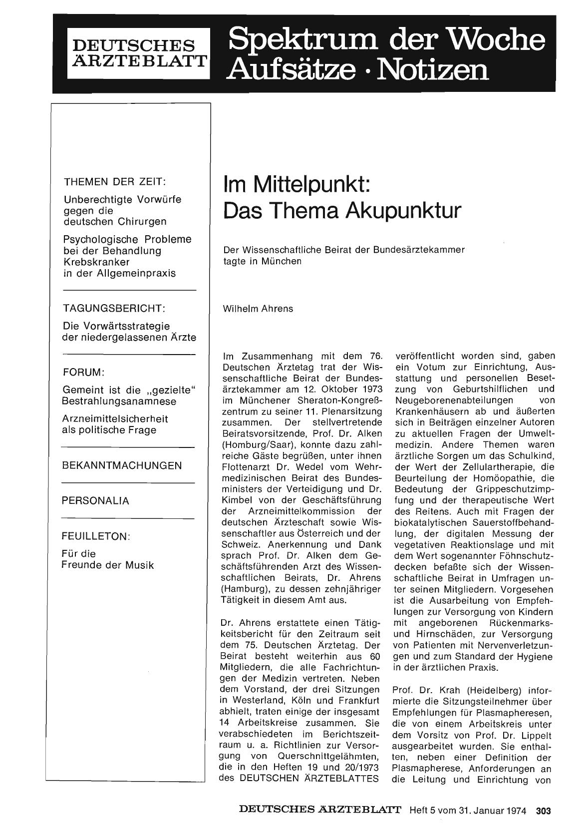 Vorschauseite 1: Im Mittelpunkt: Das Thema Akupunktur