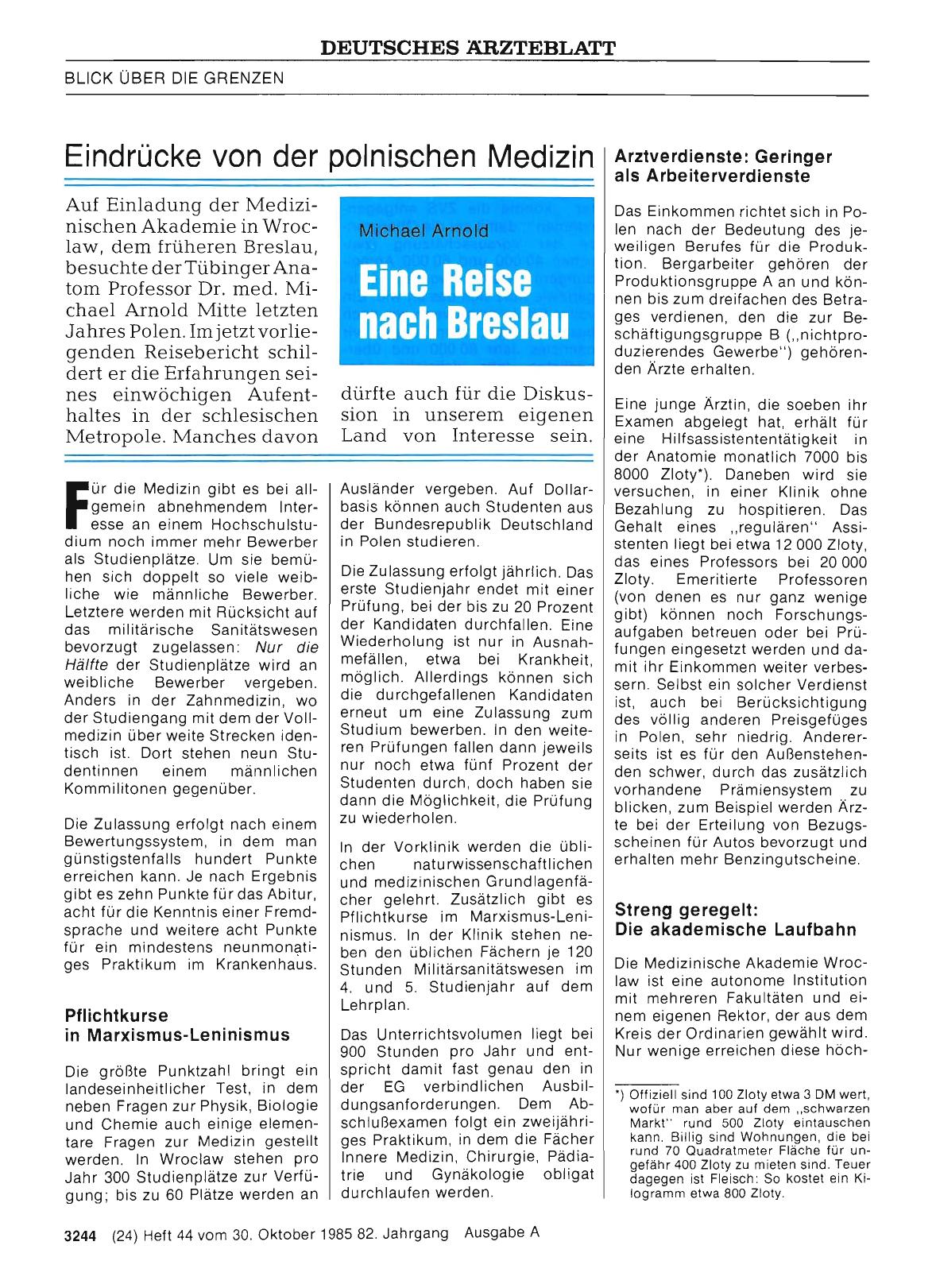 Vorschauseite 1: Eindrücke von der polnischen Medizin: Eine Reise nach Breslau