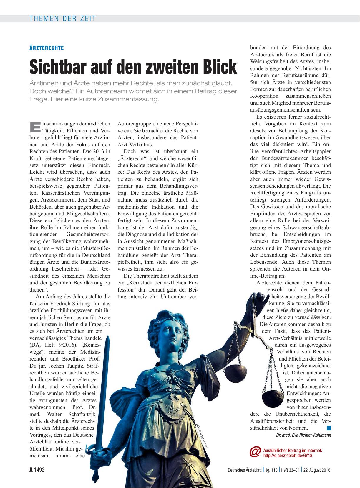 Vorschauseite 1: Ärzterechte: Sichtbar auf den zweiten Blick