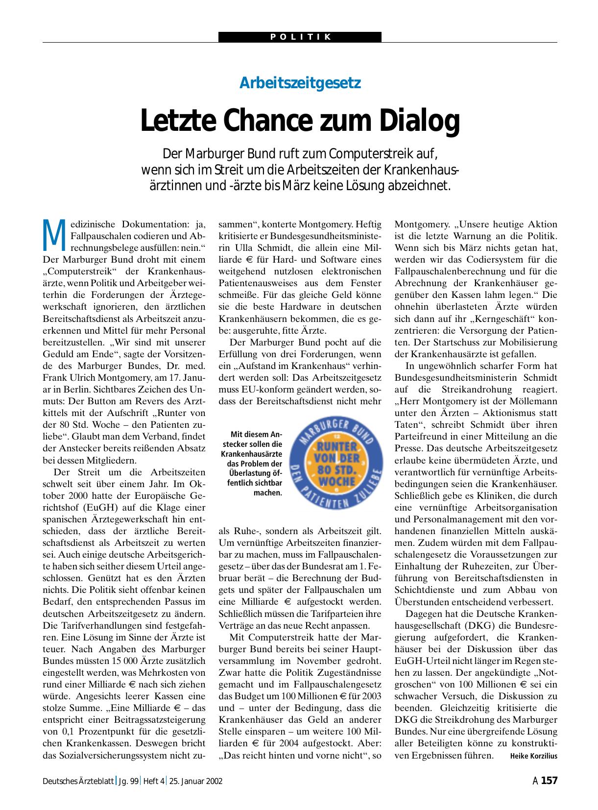 Vorschauseite 1: Arbeitszeitgesetz: Letzte Chance zum Dialog