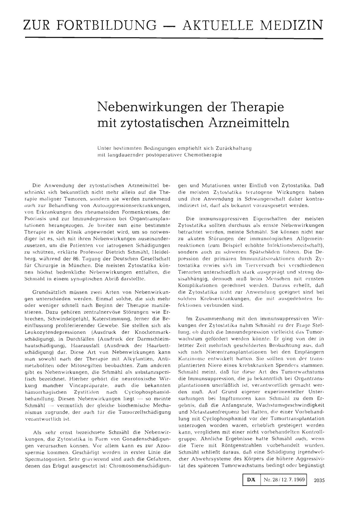 Vorschauseite 1: Nebenwirkungen der Therapie mit zytostatischen Arzneimitteln