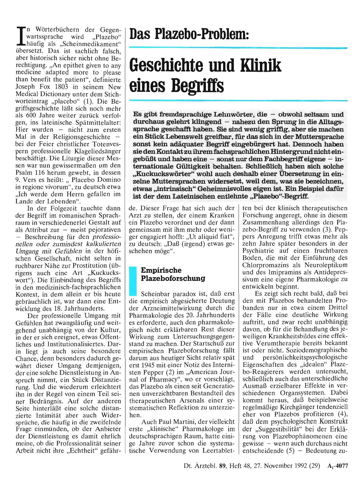 Vorschauseite 1: Das Plazebo-Problem: Geschichte und Klinik eines Begriffs
