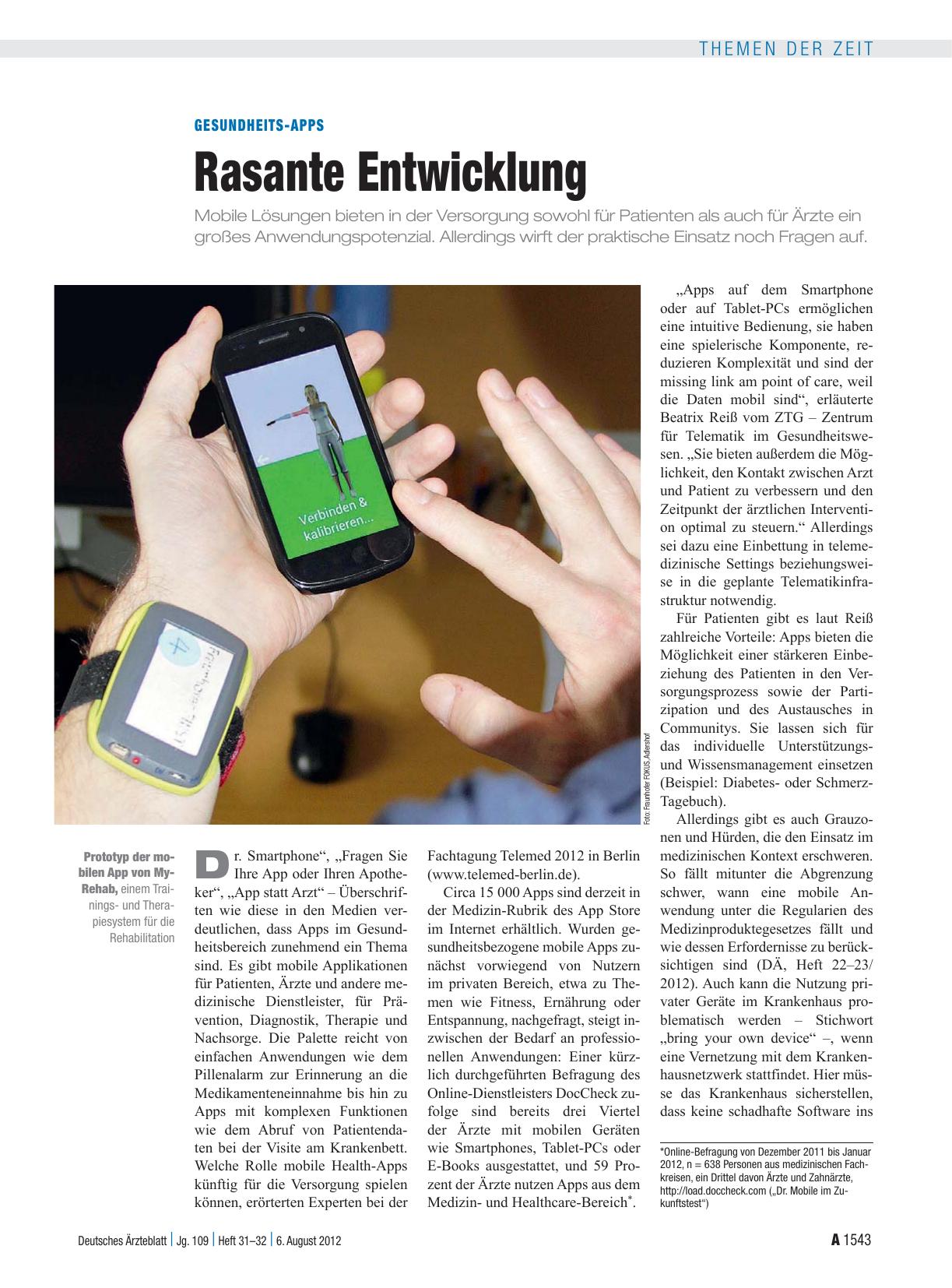 Vorschauseite 1: Gesundheits-Apps: Rasante Entwicklung