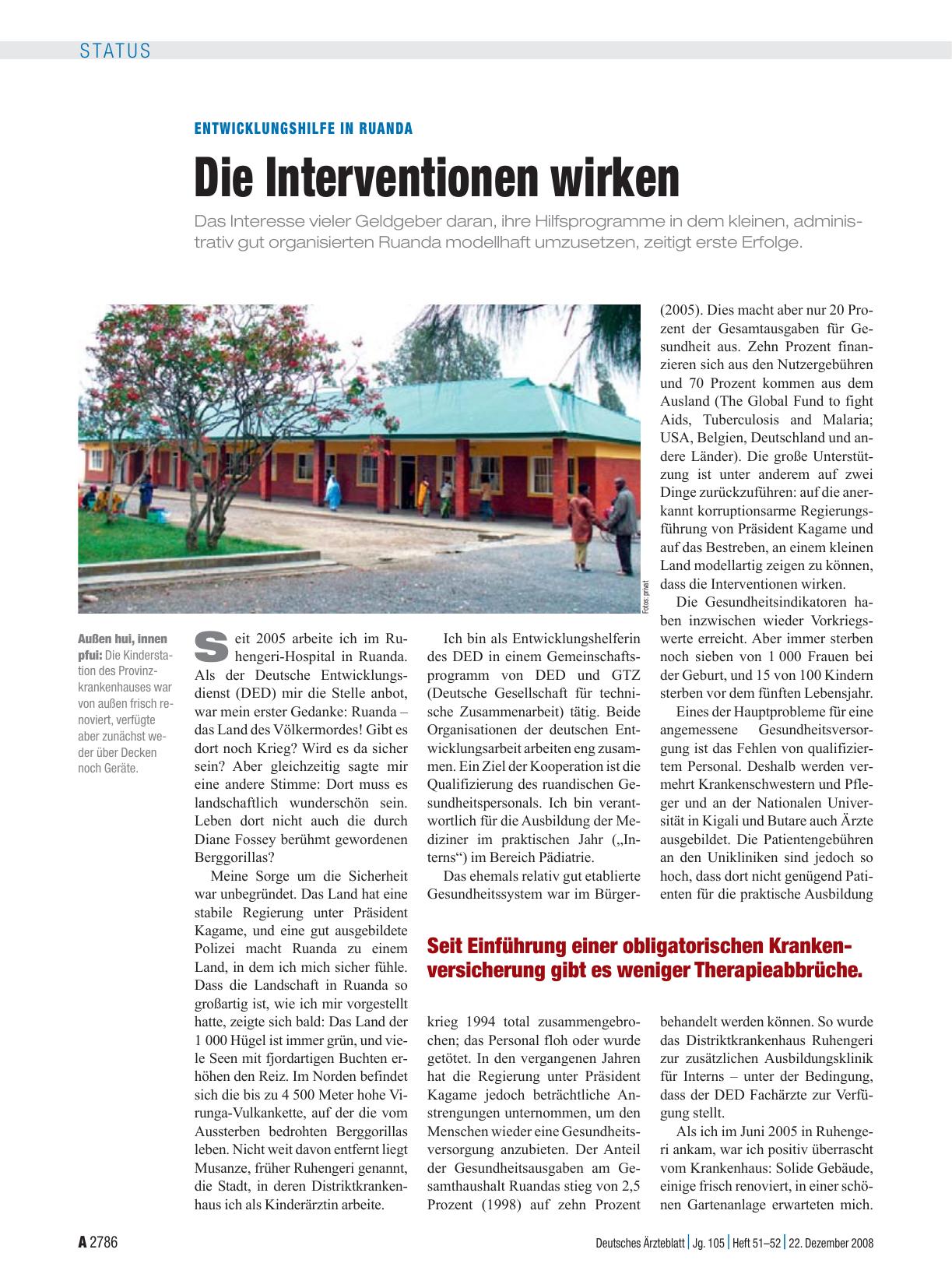 Vorschauseite 1: Entwicklungshilfe in Ruanda: Die Interventionen wirken