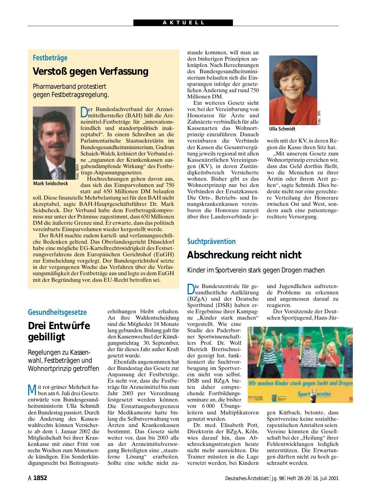 Vorschauseite 1: Festbeträge: Verstoß gegen Verfassung