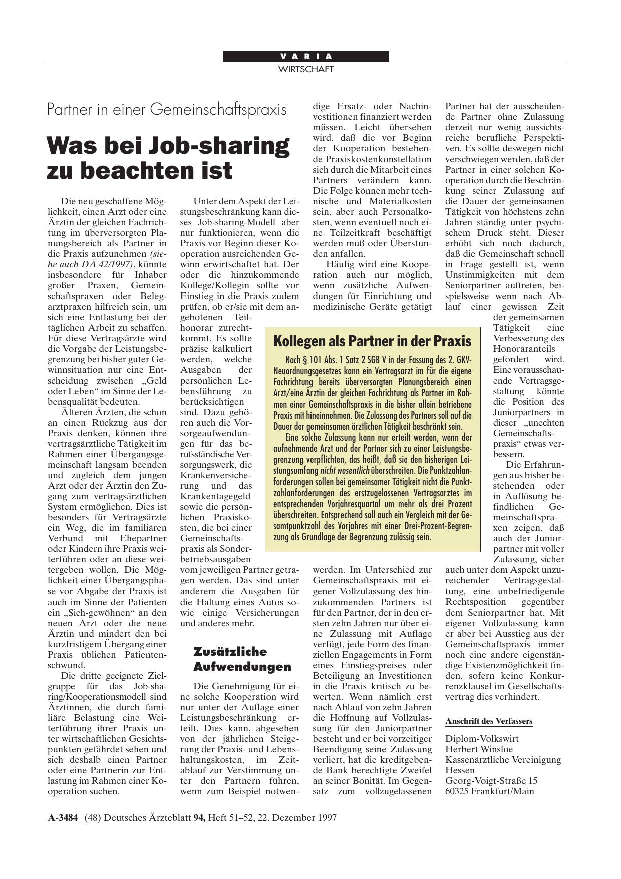 Vorschauseite 1: Partner in einer Gemeinschaftspraxis: Was bei Job-sharing zu beachten ist