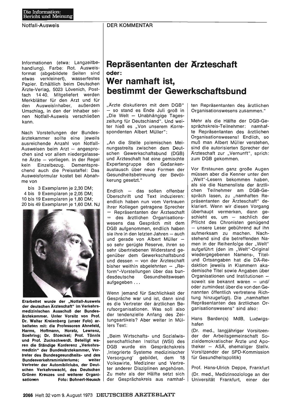 Vorschauseite 1: Repräsentanten der Ärzteschaft oder: Wer namhaft ist, bestimmt der Gewerkschaftsbund
