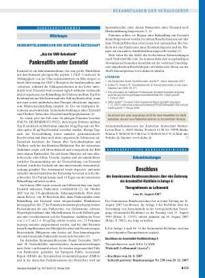 Vorschauseite 1: Mitteilungen: „Aus der UAW-Datenbank“ Pankreatitis unter Exenatid