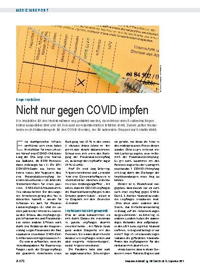 Vorschauseite 1: Enge Impfpläne: Nicht nur gegen COVID impfen