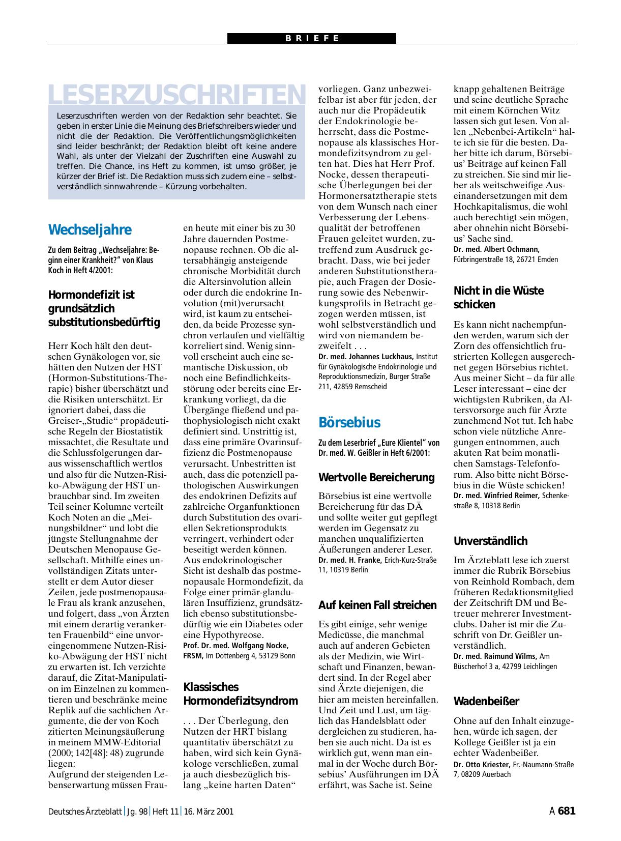 Vorschauseite 1: Wechseljahre: Klassisches Hormondefizitsyndrom
