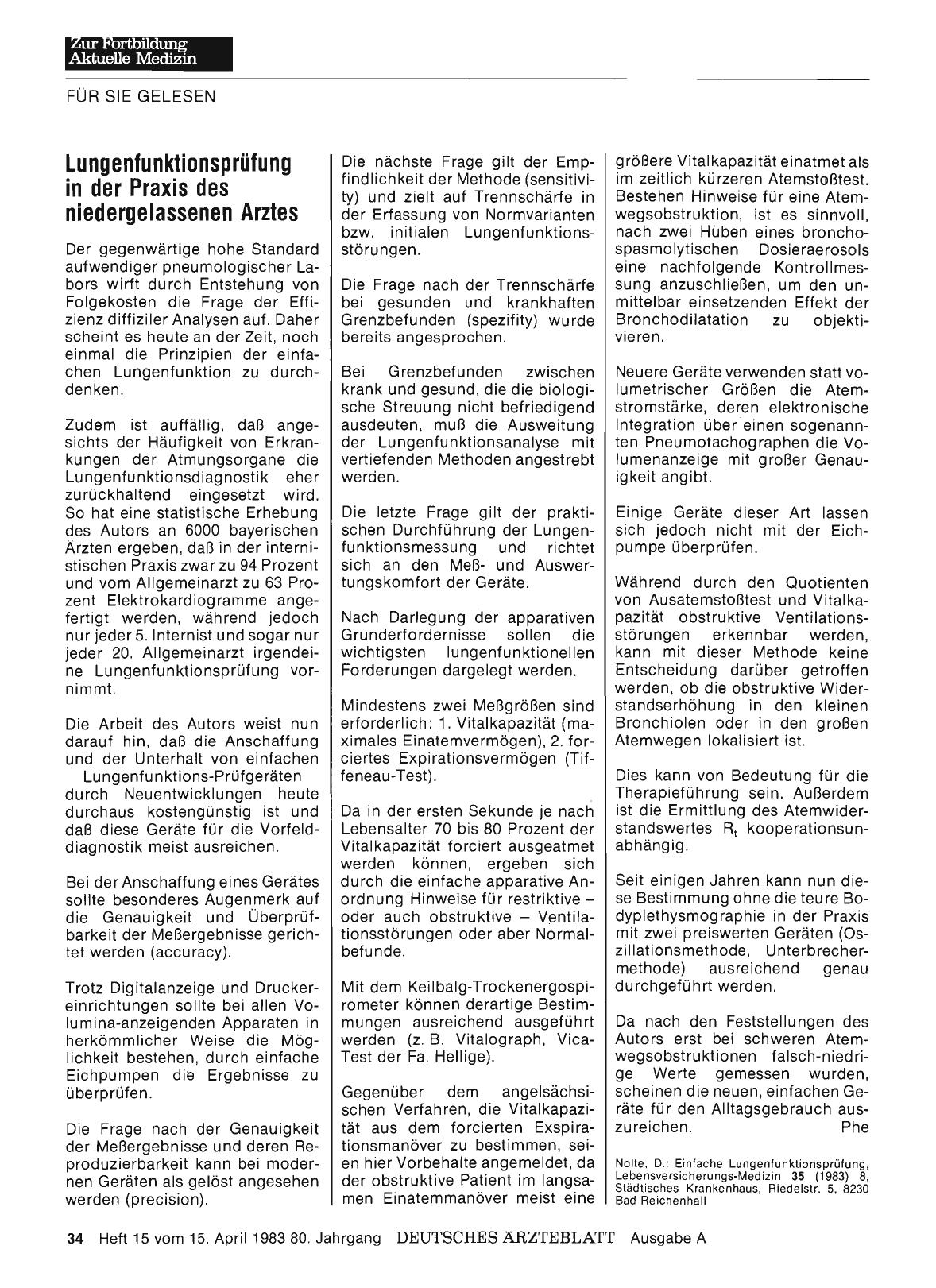 Vorschauseite 1: Lungenfunktionsprüfung in der Praxis des niedergelassenen Arztes
