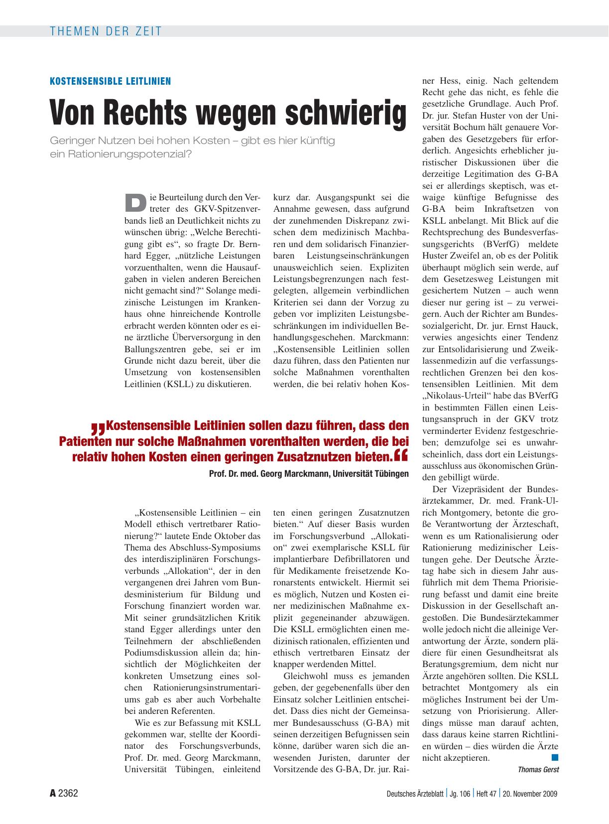 Vorschauseite 1: Kostensensible Leitlinien: Von Rechts wegen schwierig