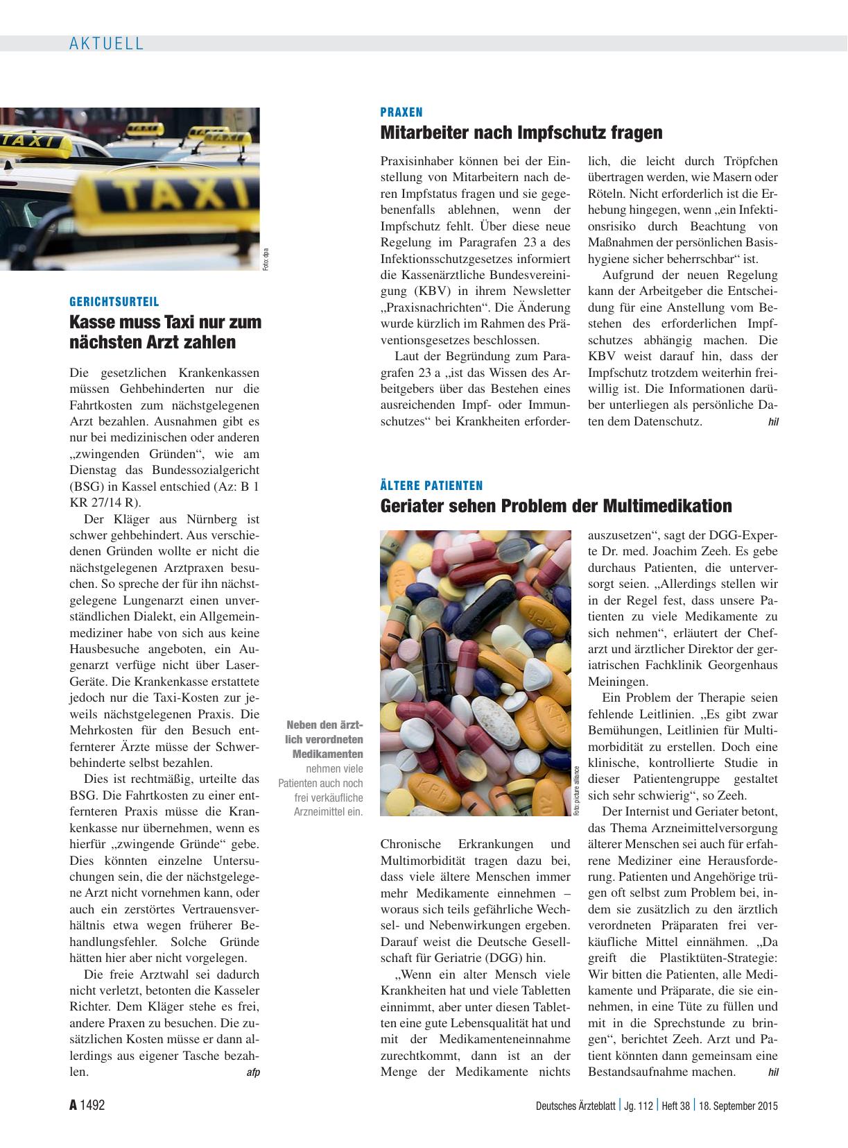Vorschauseite 1: Ältere Patienten: Geriater sehen Problem der Multimedikation
